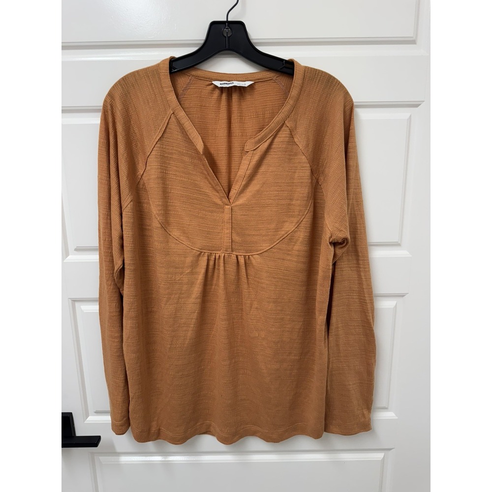 Sonoma Goods for Life Womens Large Brownish Orange Long Sleeve V-Neck Knit Top